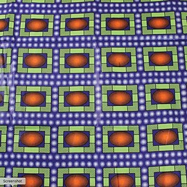 African Print Cosmic Rectangles Blue Traditional Wax Print Cotton Fabric by The Yard