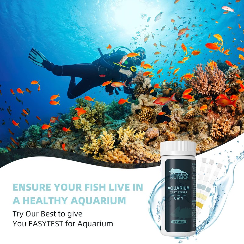 RUNBO 6 in 1 Aquarium Test Strips 150 Pieces Aquarium