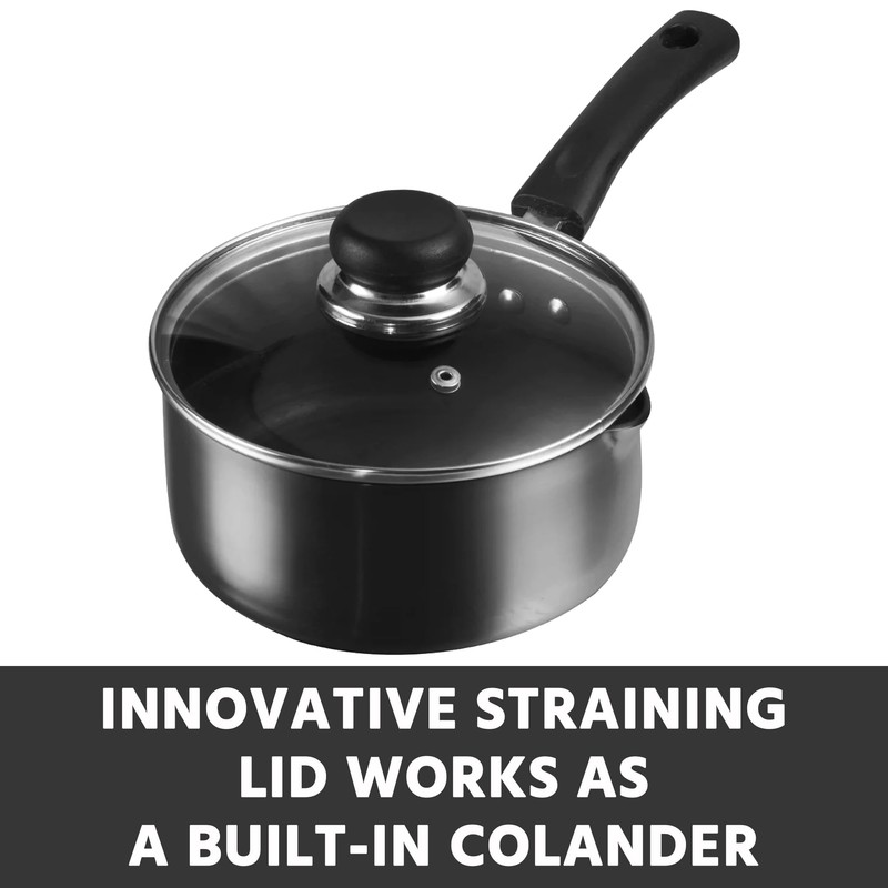 Sauce Pan with Lid, Non-Stick Hard Anodised Cookware - Safe