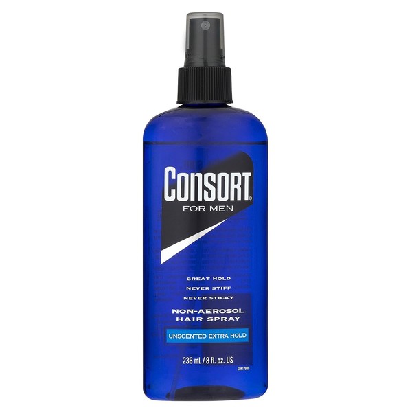 Consort Hair Spray for Men, Extra Hold, Unscented, Non-Aerosol - 8 oz(Pack of 4)