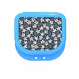 Retainer Cases Cute, Retainer Holder Case, 1 Pack, Aligner Case with Miracle Colorful Cute Patterns, Night Guard Case with Floral Patterns (Blue)