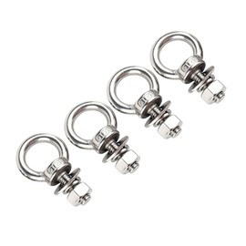 VAMUOEFL M6 Stainless Steel Eye Bolts with Nuts 4 Pack, 1/4" x 1" Lifting Ring Eye Bolt for Tire Swing Boat, Threaded Shoulder Heavy Duty Eyebolts Hang Tie Down Outdoor