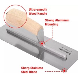 Goldblatt - G06512 Wood-Handle Finishing Trowel 12 in. x 4 in.