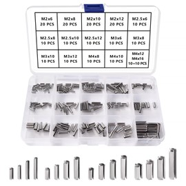 YIXISI 200 PCS 16 Sizes M2 / M2.5 / M3 / M4 Roll Pins Assortment Set, 304 Stainless Steel Split Spring Dowel, Tension Roll Pin, for Home Improvement Automotive Repair