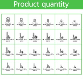 AvrestYPT 1110Pcs 304 Stainless Steel Metric Micro Screws Nuts Assortment, M1 M1.2 M1.4 M1.6 M2 M2.5 Sizes, Phillips Pan Head, Fully Threaded Kit for Arduino, RC Models, Electronics, DIY Projects