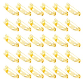 Bonsicoky 30 Pcs Gold Safety Pins Clasp with Holes, Brooch Badge Bar Pins for DIY Name Tags, Jewelry, Crafts, Badges(20mm)