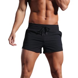 GENEMEN Mens Running Shorts 2 Inch Inseam Athletics Sweat Shorts with Pockets (Black, L)