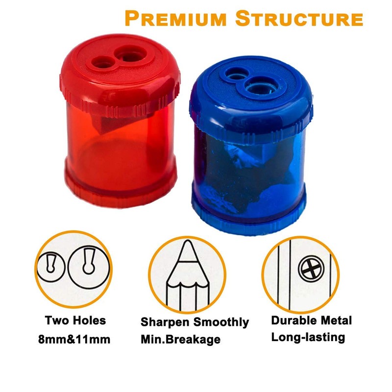 Wekoil Manual Pencil Sharpener Dual Twin Holes Duty Metal Sharp