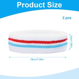 AOEVUIR 2 Piece Striped Sweatband Set, Sports Headband Set, Sweatbands for Sporty Men and Women