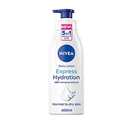 NIVEA Express Hydration Body Lotion (400ml), Fast Absorbing NIVEA Moisturiser for Dry Skin Made with Deep Moisture Serum and Sea Minerals, Smooth Skin NIVEA Body Lotion