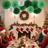 Green White Party Decoration Hanging Honeycomb Round Paper Fans Kit