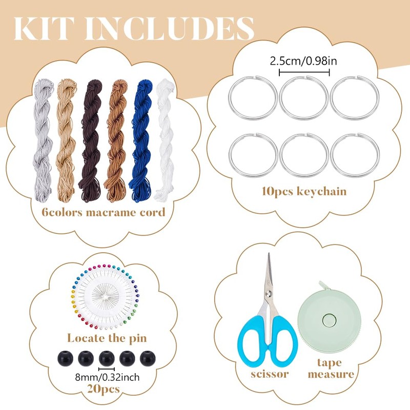 BEUNITONE 6 Sets DIY Macrame Owl Hanging kit with Step