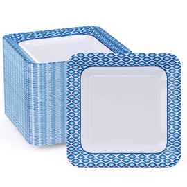 MUCHII 10 Inch Square Paper Plates, 140 Count Heavy Duty Bulk Disposable Paper Plates for Daily Use, Family Gatherings, Parties, Picnic