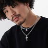 ZNBOH Cross Initial Necklace for Men Stainless Steel Silver Layered