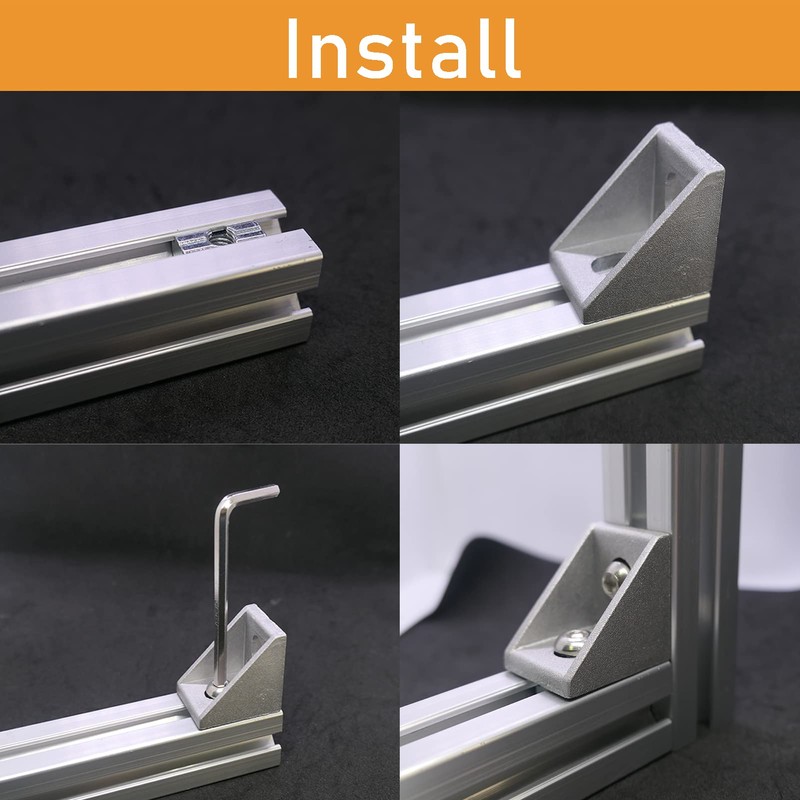 QIJINTRID 20Sets 1010 Series Aluminum Profile Connector,20pcs 1010 Corner Bracket,40pcs