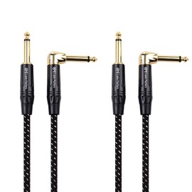 Cable Matters Pack of 2 6.35 mm TS Guitar Cable Straight to Right Angle (6.35 mm Instrument Cable 3 m, Male to Male Jack Cable 6.3 mm) - 3 Metres