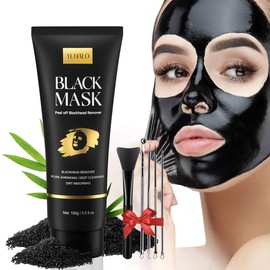 Kit de máscara para quitar puntos negros, máscara facial de carbón, máscara de nariz con cepillo para polvo para la cara, extractores de espinillas, limpieza profunda de poros, acné, máscara negra para todos los tipos de piel (3.5 onzas líquidas)