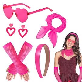 TYBYBB 80s 90s Outfit Women's Pink Costume Accessories 80s Outfit Women's 80s 90s Accessories for Carnival Party, Festivals Fancy Dress (Pink), pink