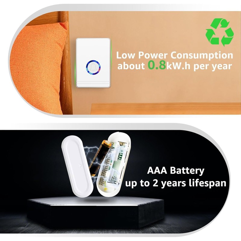 GREENCYCLE Wireless Door Sensor Chime,Door Chime for Business When Entering,Shop