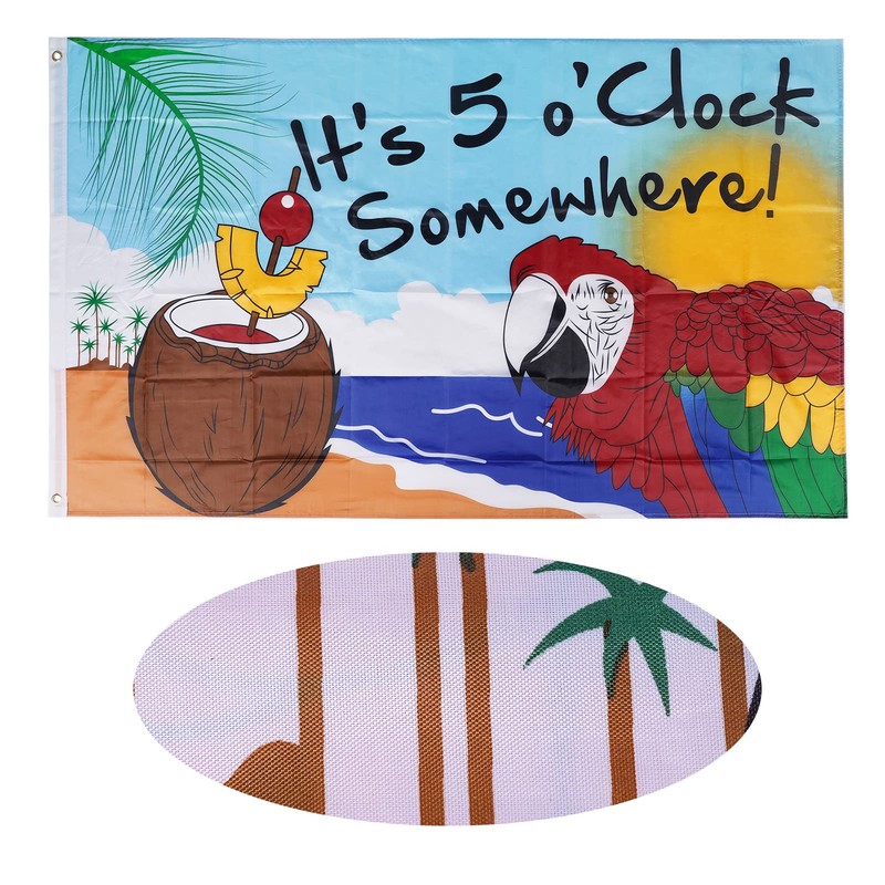 3x5 Feet Flag It's 5 O'Clock Somewhere Party Parrot Happy