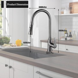 CINCOSKY Kitchen Faucet with Pull-Down Sprayer, Polished Chrome Kitchen Sink Faucet for 1 Hole Installation, High Arc Single Handle Faucet for Camper, Laundry, RV, Bar Faucet (Grey)