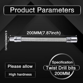 KATUR Flexible Socket Extension Ratchet, Flexible Extension Bar Set, Bendable Elastic Joint Head Post Connecting Link, Shaft Drive Adapter Bit Holder (3/8 Inch Shank 200mm Length)