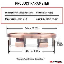 RTrhinoTuning 4 PCS Wheel Center Caps Compatible with 1 Series 2 Series 3 Series 4 Series 5 Series 6 Series 7 Series Rims (Red Copper, OD: 54 mm / 2.13“ ID: 49 mm / 1.93”)