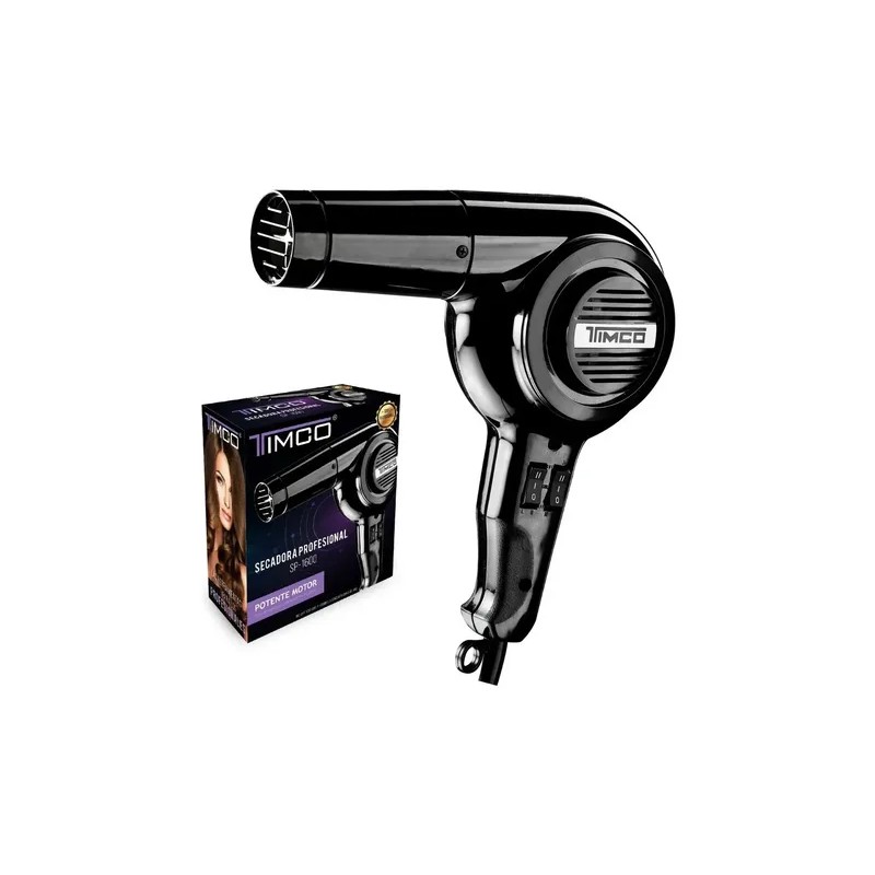 Secadora Profesional C/ Boquilla Y Difusor Timco Sp-1600 Negro