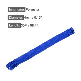 QUARKZMAN Polypropylen-Seilgeflecht 30M/98.4ft 3/16" 4mm Blau für den Innen- und Außenbereich Camping Wäscheleine