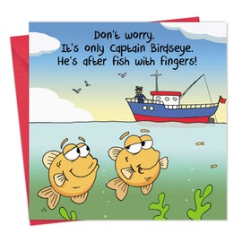 Twizler Funny Card with Fish Fingers - Blank Card - Funny Birthday Card for Men or Women - Happy Birthday Card for Her Him - Dad Husband Birthday Card Mum Wife - Funny Anniversary Card