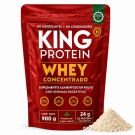 King Protein Proteína Concentrada Suero Sabor Bcaa Antes Después Entrenamiento Baja Carbohidratos Conservadores Soya Gluten 900g Raciones