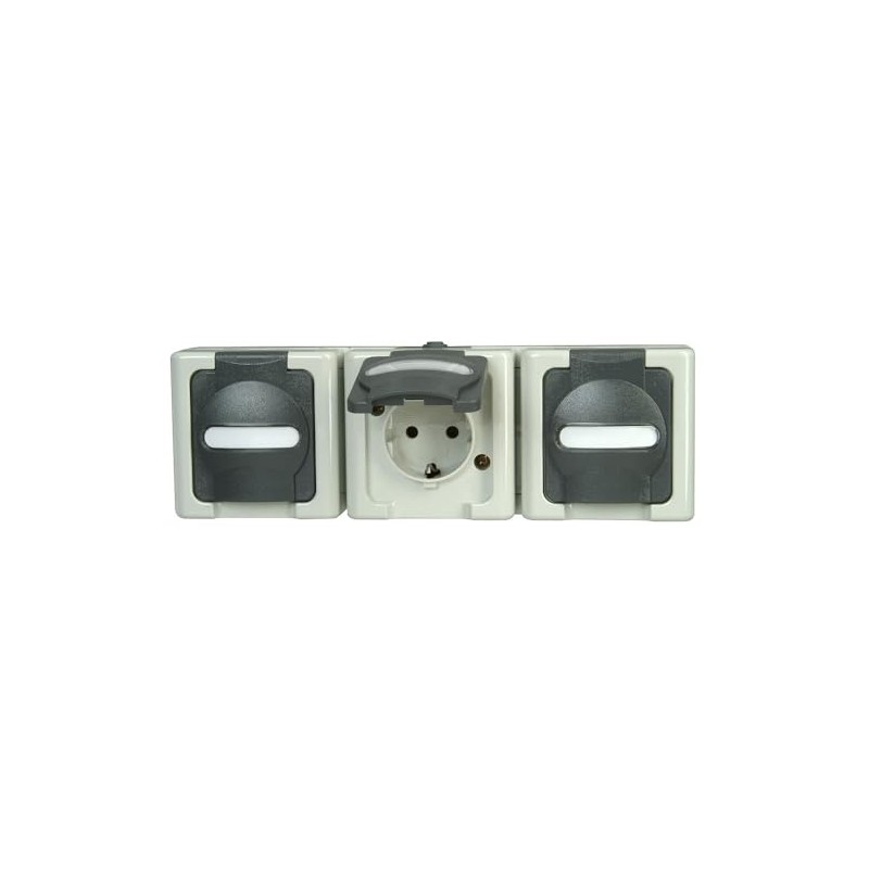 Kopp Blue Electric 131356005 Contact Protected Triple Plug Socket with