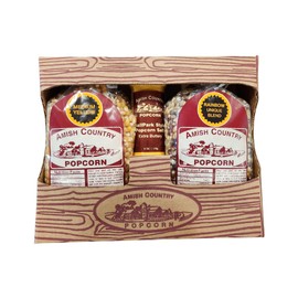 Amish Country Popcorn | 2-2lb Bag Gift Set - Medium Yellow and Rainbow with Ballpark Buttersalt | Old Fashioned, Non-GMO and Gluten Free