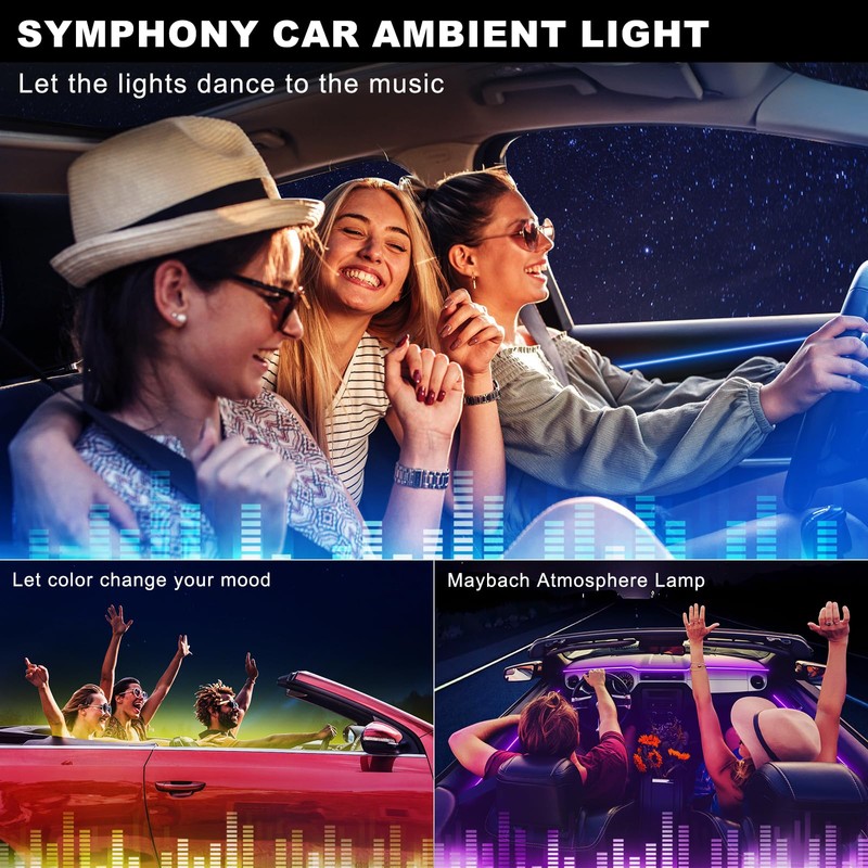 Acrylic Interior Car LED Strip Light with Wireless APP, RGB