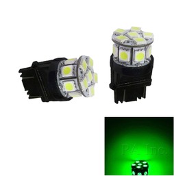 PA LED 2PCS 13SMD 3157 Green Auto LED Bulb 12V for Turn Signal, Side Marker, Stop, Back, Tail Light (3056 3156 3156A 3057 4057 3157 4157 T25 Available)