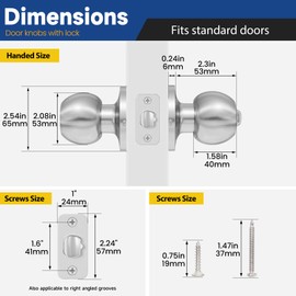 RAFECIEE Keyed Entry Door Knob with Lock and Key, Exterior and Interior Door Lock for Bedroom, Entry Door Handle for Front Door，Satin Nickel