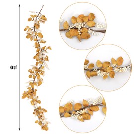 Thiccywoov Fall Garland Decor 6 ft Artificial Fall Berry Stems Floral Picks Decorations for Home Autumn Thanksgiving Decorations Home Wedding Fireplace Party Farmhouse Outdoor Indoor