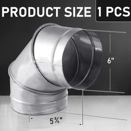 Zonon 6" ID Elbow Stove Pipe, Both Female connector for Connecting Male, 90 Degree Stainless Steel Stove Elbow Pipe Connector Wood Burning Exchange Flue Adapter Tube for Chimney Extension Vent Exhaust