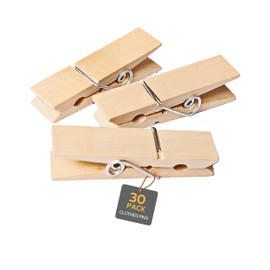 Clothes Pins, Sturdy and Heavy Duty Natural Wood Clips Wooden Clothespins for Hanging Clothes Photo Pictures Crafts Small Classroom Decorative Peg, 30 PCS
