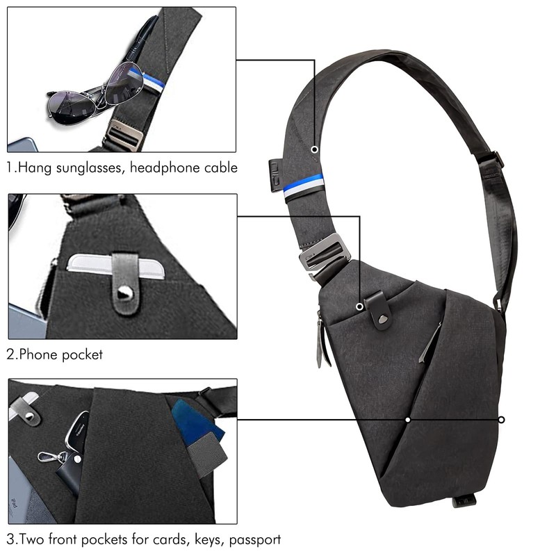 NIID-FINO NEO Sling Bag,Anti-theft Crossbody Shoulder Bag,Chest Bags Slim Flex