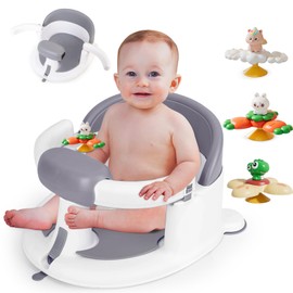Mostop Baby Bath Seat for Babies 6 Months & Up - Non-Slip Infant Bathtub Chair with Suction Cups - Sit Up Bath Seat for Baby Toddlers - Toddler Bath Seat with 3 Spinner Toys, Easy to Clean