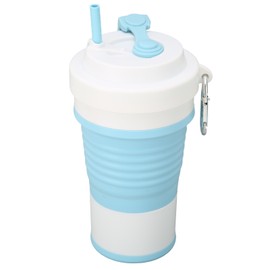 Collapsible Coffee Cups Portable Silicone Collapsible Drinking Water Cup for Outdoor Hiking Travel 750MLWhite Blue