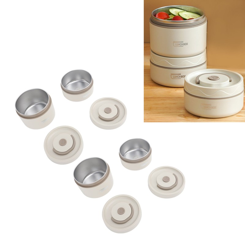 Insulated Lunch Container 304 Stainless Steel Leakproof Portable Round Thermal
