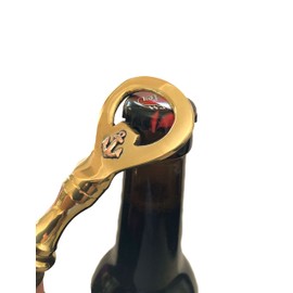 Sea-Club Bottle Opener Brass & Wood Height 18 cm Maritime Decoration