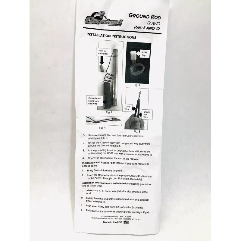 COPPERHEAD INDUSTRIES 12 AVG - ANO-12 MAGNESIUM ANODE GROUND ROD