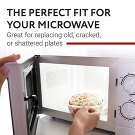 IMPRESA Microwave Glass Plate Replacement - 9.6-Inch Clear Tempered Glass Microwave Tray with 3-Part Coupler & Centerpiece - Compatible with LG, Sears, Kenmore, Emerson & HighPointe