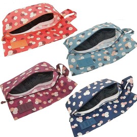 M-jump 4 Pack Travel Essentials Shoe Bags 4 Colors Fashion Shoe Bags for Men & Women Shoe Storage, Travel Accessories Vacation, Luggage Organizer Portable Shoe Pouch with Handle