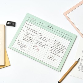 MUNID Subject Horizontal NotePads, 50 Sheets, 10.1 inches x 7.5 inches, 5 Options, Non-stickable NotePads (3-Split Line)