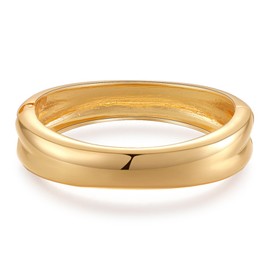 Women Bangle Bracelets, 18K Gold Fashion Chunky Cuff Bangles for Women, Plated Stainless Steel Jewelry Vintage Arm Cuff Bracelets for Girls Girlfriend Birthday Valentine's Day