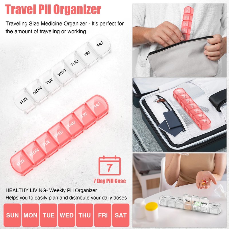 Extra Large Pill Organizer 2 Pack, XL Pill Box 7